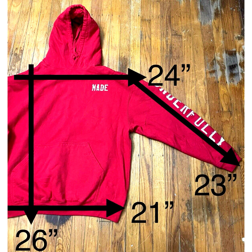 Beaconthreads Fearfully Wonderfully Made Red Mans Hoodie Pullover Size XL - Picture 7 of 7